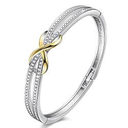 Angelady Damen Armband Frauen Knotenform mit Kristall von Swarovski in Silber| Zart Unendlichkeit Armreif Armbander Silber Breit Nickelfrei Geschenk für Frauen Mutter Freundin von Angelady