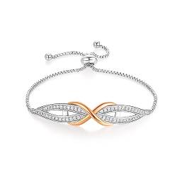 Angelady Damen-Unendlichkeitsarmband, rosévergoldetes Silber, verstellbares Armband, Damenarmband, Muttertagsgeschenk, Geburtstag, Mädchen, Mutter, schöne Geschenkbox von Angelady