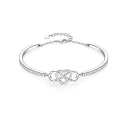 Angelady Infinity-Armband für Damen, 18 Karat Weißgold vergoldetes verstellbares Armband, Damen-Herzform-Statement-Armband mit Zirkonia-Schmuck, Geschenk für/Freundin/Frau von Angelady