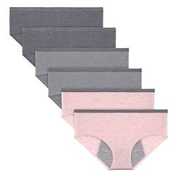 Angelhood Periodenhöschen für Damen, auslaufsicher, 6er-Pack, mehrfarbig, Schwarz/Grau/Pink, S von Angelhood