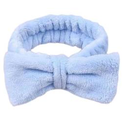 Angelkiss Make-up-Stirnband, Haarband, Gesichtswasch-Stirnband, weicher, elastischer Korallensamt, süße Fliege, bequemes, breites,lustiges Haarband, Haarband für zu Hause blau (2er-Pack) von Angelkiss