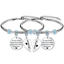 Angelra 2pcs Armbänder Schwestern Geschenk Freundschaft zum Gravur Du bist immer meine Schwester, auch immer meine Freundin Armband Geschenk Geburtstag für Freundin (DU) von Angelra