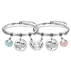 Angelra Muttertagsgeschenk Armband Mama Geschenk Die Mütter und Töchter trennen sich nie wirklich, vielleicht in der Ferne, aber nie im Herzen Armbänder Geburtstag Weihnachten (A) von Angelra