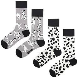 Angelteers 2 Paar Cartoon-Tier-Crew-Socken, lustige Baumwollsocken für Damen, Dalmatiner, Einheitsgröße von Angelteers