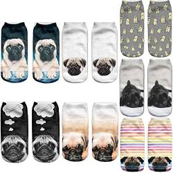 Angelteers Unisex-Knöchelsocken mit Mops-Motiv - mehrfarbig - Einheitsgröße von Angelteers