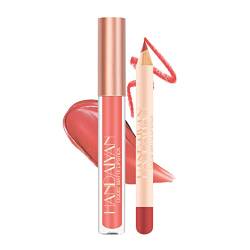 Lip Liner und Lippenstift Makeup Set, Langanhaltender samtmatter Flüssig-Lippenstift + Lip Liner mit wasserfester, nicht verblassender Lip Gloss (06) von Anglicolor