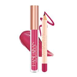 Lip Liner und Lippenstift Makeup Set, Langanhaltender samtmatter Flüssig-Lippenstift + Lip Liner mit wasserfester, nicht verblassender Lip Gloss (10) von Anglicolor