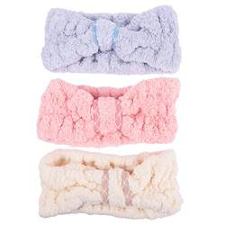 3St Stirnband aus korallenrotem Fleece abschmink haarband make up haarband pinkes stirnband Hairband for running Krawatte Kopfbedeckung Handtuch Schal reisen Korallenvlies von Angoily