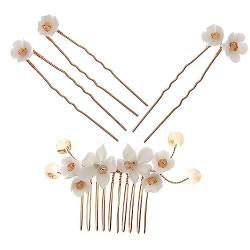 4 Stück Blumen seithaar kamm halloween haarschmuck haar spangen hair topper flower hair clip comb Frauen Haargabel Blumenstift Mädchen Haarnadel Haare hoch Brötchen Damen Legierung von Angoily