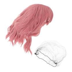 4 Stück rosa gewelltes Haar rosa Haarschmuck Perücke Schwanzhaarverlängerungen Haarkostüm Frauen falsches Haar Frauen Haarteil Wasser kräuseln Lieferungen Damen Hochtemperaturdraht von Angoily