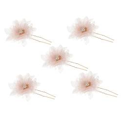 5St Braut Haarspangen mit Blumen kristall haar Hochzeitsblume Braut- Haarklammer Haarnadel Hochzeitskopfschmuck Haargabel Hochzeitskleid Haarschmuck Blüte Kopfbedeckung Garn von Angoily