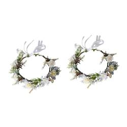 Angoily 2 Stk Stirnband für Mädchen Girlande-Blumen-Stirnband Mädchen Stirnband Perückenband Rosengirlande Blumenkopfschmuck für die Braut Party-Haarbänder Kopfbedeckung von Angoily