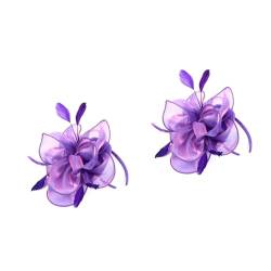 Angoily 2St haarschmuck Abschlussball Schleier Feder Blumen Frau Kopfbedeckung Violett von Angoily