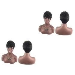 Angoily 2st Afro-perücke Schwarze Cosplay-perücke Frauen Kurze Perücke Haarschmuck Lockige Perücken Frauen-styling-perücke Kurze Gerade Perücke Damen Europäisch Und Amerikanisch Rosennetz von Angoily