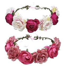 Angoily 2st Rosa Stirnband Haarkranz Mit Blumenkopfschmuck Fee Kopfschmuck Girlande Kopfbedeckung Kopfschmuck Für Die Braut Blumenkranz Krone Fee Stirnband Stoff Mädchen Reisen Schmücken von Angoily