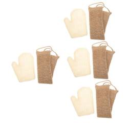 Angoily 4 Sätze Sisal-badeset Peeling-reinigungshandschuh Körperpeeling Handtuch Schäumendes Badetuch Körperwäscher Dusch-peelinghandschuh Massagetuch Duschtuch Spa Jute Mann Waschmaschine von Angoily