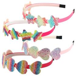 Angoily 4 Stück Liebe Star Stirnband Herz-stirnband Für Mädchen Regenbogen Star-accessoires Liebevolle Herz-stirnbänder Haarbänder Für Kleinkinder Kinderhelm Frau Schal Plastik Schüttgut von Angoily