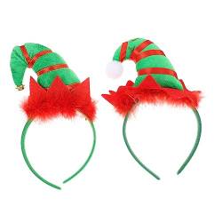 Angoily 4 Stück Stirnband mit Elfenmütze Weihnachtselfenmütze Kopfschmuck für Weihnachtsfeiern Haargummi Tiara Haarreifen für Weihnachtsfeiern Festival-Requisite Feder Hut von Angoily