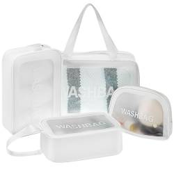 Angoily 4 Stück Transparente Reise-Kulturbeutel Handgepäck-Reisezubehör-Make-Up-Tasche Transparente Kosmetik-Organizer-Taschen Für Männer Und Frauen Reisezubehör von Angoily