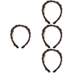 Angoily 4 Stück Zopf Perücke Stirnband Haarbänder haar spangen mit Zähnen geflochtener Haarreifen klobiges geflochtenes Stirnband neuartiges Stirnband Pferdeschwanz-Haarband einzigartig von Angoily
