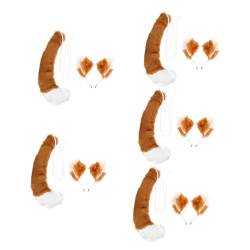 Angoily 5 Sätze Stirnband mit Katzenohren Pelzschwanz lang Halloween-Kostüme für Haargummis Haarband Kostüm-Party-Requisite Festival-Party-Schwanzkostüm Abschlussball Kleidung von Angoily