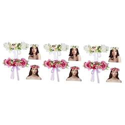 Angoily 6 Stk Stirnband Girlande Haarschmuck Mit Blumen Blumenstirnbänder Für Hochzeitsblume Braut Blumengirlande Haarband Frauen Blumenkrone Heiligenschein Die Blumen Stoff Fräulein von Angoily