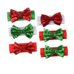 Angoily 6 Stk Weihnachts-Haarband mit Bowknot Weihnachtsschleife Headwrap kinder haarschmuck christmas haarreif Stirnband baby stirnbänder Pailletten Schal Tuch neugeboren von Angoily