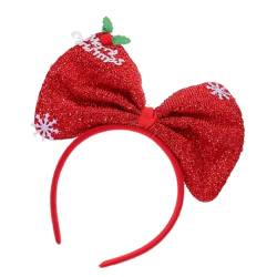 Angoily Haargummis Schleife Stirnband Weihnachtsgeschenke Haarband mit Glitzerschleife weihnachts haarreif haarband weihnachten Haarschmuck Tiara Weihnachtsstirnbänder für frauen Hut von Angoily