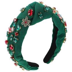 Angoily Weihnachtsstirnband mit geknotetem Weihnachtsbaum und Schneeflocken-Accessoires in der Mitte (grün) dekoratives Knotenstirnband Stirnbänder für Frauen Haarband von Angoily