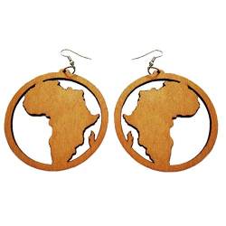 Afrikanische Karte Ohrring Aus Holz Afrikanische Ohrringe Ethnic Art-tropfen-ohrringe Für Frauen 1 Paar von Angoter