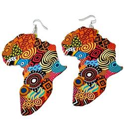 Afrikanische Karte Ohrringe Holz Schmuck Ethnic Art-ohrring Böhmische Ohrringe Für Frauen 1 Paar von Angoter