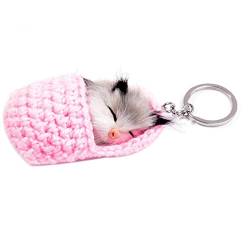 Schlaf-katze Keychain Nettes Temperament Schlaf-kätzchen Haar Ball Schlüsselanhänger Slipper Katze Anhänger von Angoter