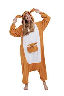 AniKigu Erwachsene Jumpsuit Unisex Tier Schlafanzug Onesies Pyjama Halloween Kostüme Cospaly Nachtwäsche Känguru von AniKigu