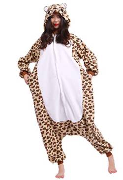 AniKigu Pyjama Tier Onesies Leopard Bär Erwachsene Kigurumi Unisex Cospaly Nachtwäsche für Hohe 140-187CM von AniKigu