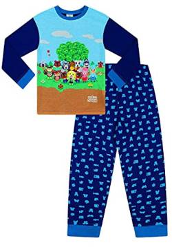 Offizieller Schlafanzug für Jungen mit Tiermotiv, lang, Blau Gr. 15-16 Jahre, weiß von Animal Crossing