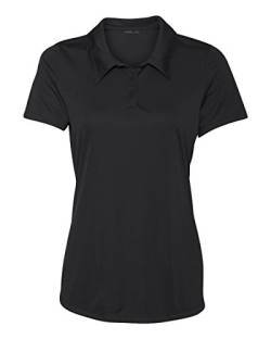 Damen Dry-Fit Golf-Polo-Shirt, 3-Knopf-Golf-Poloshirt in 20 Farben, XS-3XL Shirt, Schwarz, Groß von Animal Den
