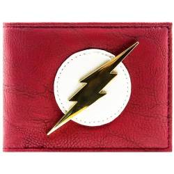 Animation Flash Anzug Goldener Blitz Emblem Abgenutzte Geldbörse/Geldbeutel Bi-Fold ID & Kartenhalter, Rot von Animation