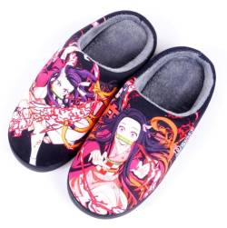 Anime Clothing Anime Hausschuhe Unisex Plüsch Pantoffeln Rutschfest House Slippers Winter Warme Schlappen Demon Slayer Nezuko,42-43 von Anime Clothing