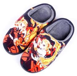 Anime Clothing Anime Hausschuhe Unisex Plüsch Pantoffeln Rutschfest House Slippers Winter Warme Schlappen Demon Slayer Rengoku,40-41 von Anime Clothing