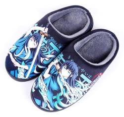 Anime Clothing Anime Hausschuhe Unisex Plüsch Pantoffeln Rutschfest House Slippers Winter Warme Schlappen Demon Slayer Tokitou,46-47 von Anime Clothing