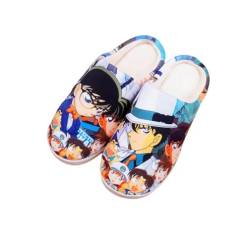 Anime Clothing Anime Hausschuhe Unisex Plüsch Pantoffeln Rutschfest House Slippers Winter Warme Schlappen Detective Conan,42-43 von Anime Clothing