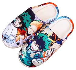 Anime Clothing Hausschuhe Damen Herren Plüsch Pantoffeln Rutschfest House Slippers Winter Warme Schlappen Hero Academia,38-39 von Anime Clothing