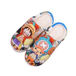 Anime Clothing Hausschuhe Damen Herren Plüsch Pantoffeln Rutschfest House Slippers Winter Warme Schlappen One Piece-1,44-45 von Anime Clothing