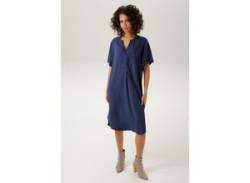 Blusenkleid ANISTON CASUAL Gr. 36, N-Gr, blau (marine) Damen Kleider Knielange Bestseller von Aniston