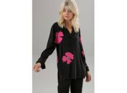 Longbluse ANISTON SELECTED Gr. 38, bunt (schwarz, pink, grün) Damen Blusen langarm von Aniston