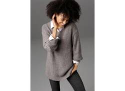 Longpullover ANISTON CASUAL Gr. 44, grau (grau, meliert) Damen Pullover Grobstrickpullover von Aniston