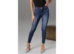 Skinny-fit-Jeans ANISTON CASUAL Gr. 36, N-Gr, blau (darkblue) Damen Jeans Röhrenjeans von Aniston