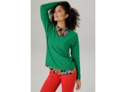 V-Ausschnitt-Pullover ANISTON SELECTED Gr. 36, grün Damen Pullover Feinstrickpullover im Oversize-Look von Aniston