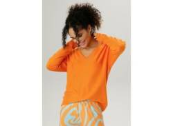 V-Ausschnitt-Pullover ANISTON SELECTED Gr. 36, orange Damen Pullover Feinstrickpullover im Oversize-Look Bestseller von Aniston