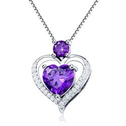 Aniu Halskette 925 Sterling Silber, Ketten für Damen Herz, Halsketten für Frauen Schmuck, mit Elegante Geschenkverpackung (Violett) von Aniu